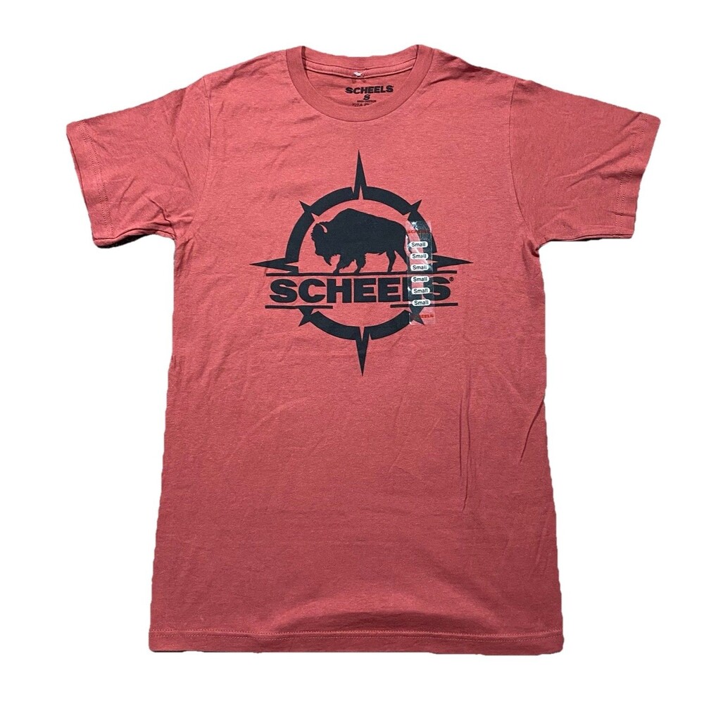 Scheels Buffalo Compass Graphic T-Shirt Small Red Outdoor Tee